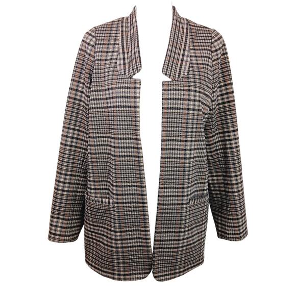 Soft Surroundings SZ XS St. James Brown Plaid Open Front Blazer $160 - Picture 2 of 7